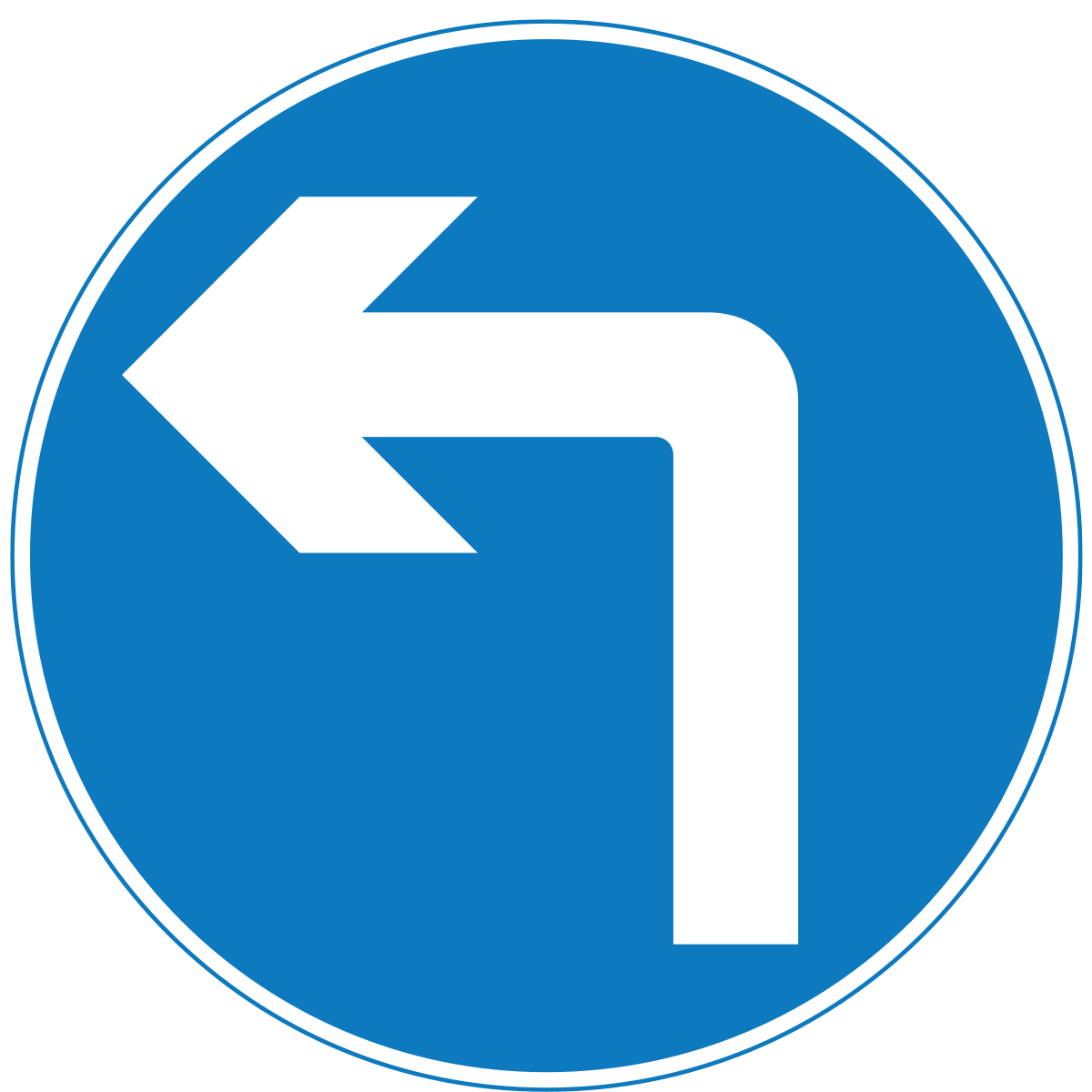 Turn left ahead (right if symbol is reversed)
